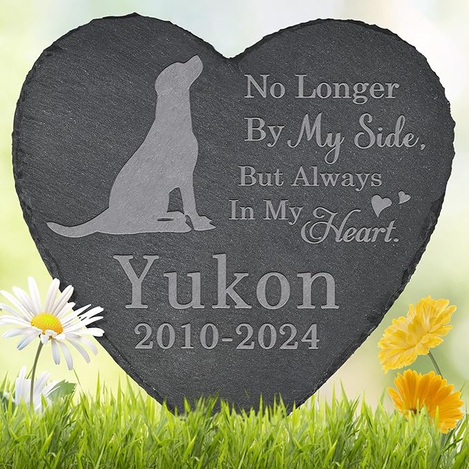 Pet Memorial Stone Dog - Dog Headstone - Dog Memorial Stone - Memorial Gifts for Dog - Loss of a Dog - Dog Loss Gifts (Heart-Shaped)