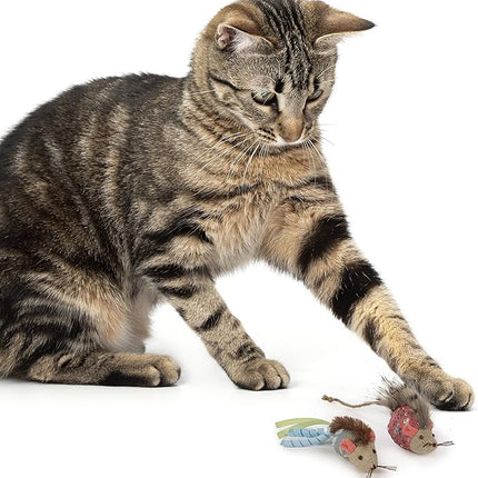 Petlinks (2 Count) HappyNip Mohawk Mice Cat Toys, Contains Silvervine & Catnip - Blue/Pink, 2 Count