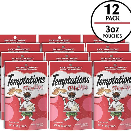 Temptations MixUps Backyard Cookout Flavor Crunchy and Soft Cat Treats, 3 oz. Pouch (Pack of 12)