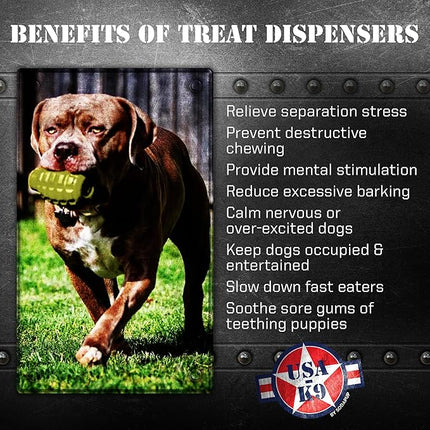 SodaPup USA-K9 Grenade – Durable Dog Treat Dispenser and Chew Toy Made in USA from Non-Toxic, Pet Safe, Food Safe Natural Rubber Material for Mental Stimulation, Problem Chewing, Calming Nerves & More