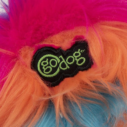 goDog Just for Me Furballz Squeaky Plush Ball Dog Toy, Chew Guard Technology - Cool Rainbow, Mini