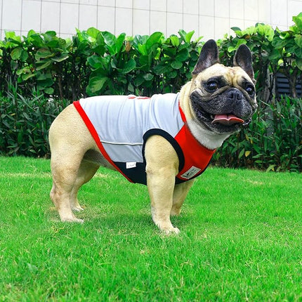 iChoue 2pcs French Bulldog Summer Cooling Shirt for Dogs UV Sun Protection Vest Sleeveless Breathable Tank Top English Pug Pink Green Red Grey - Medium