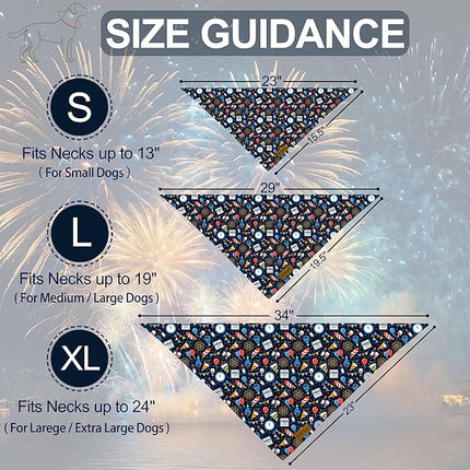 Happy New Year Dog Bandanas - 2 Pack Reversible Holiday Dog Scarf for Boy and Girl, Premium Durable Fabric, Bandana for Small and Medium Dogs (Small)