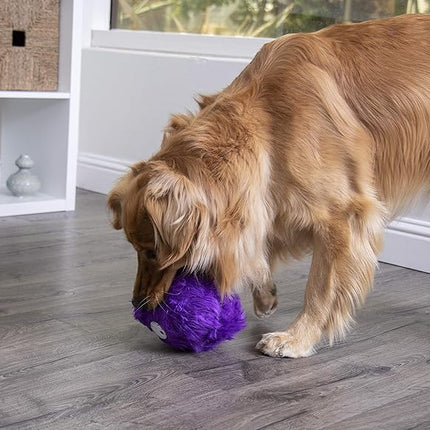 goDog Furballz Squeaky Plush Ball Dog Toy, Chew Guard Technology - Purple, Large