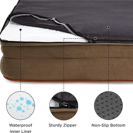 Bedsure Orthopedic Dog Beds Large Sized Dog - Washable Large Dog Cat Bed Waterproof, Comfort Dogs Couch Sofa with Washable Removable Cover, Pet Bed with Nonskid Bottom, Brown, 35"