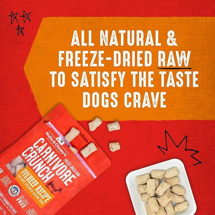 Stella & Chewy's Freeze-Dried Raw Dog Treats - Carnivore Crunch for Training - Natural Limited Ingredient, Grain-Free - Perfect for Picky Eaters - Grass-Fed Beef Recipe - 3.25 oz Bag