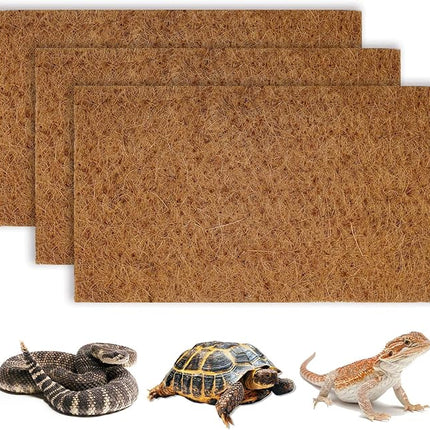 BWOGUE Reptile Carpet Natural Coconut Fiber Tortoise Lizard Mat,3 Pack Pet Terrarium Liner for Lizard Snakes Chamelon Geckos Turtle Bedding Mat Reptile Supplies