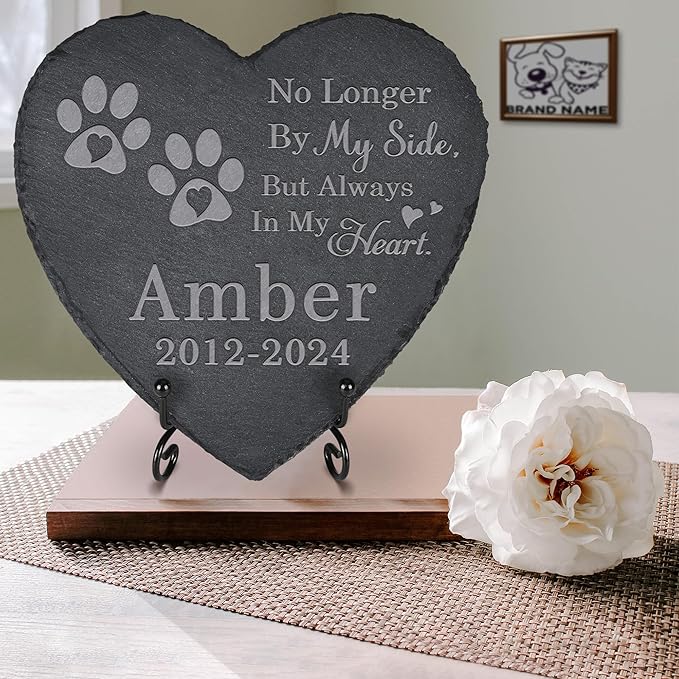 Pet Memorial Stone Pet Headstone - Memorial Gifts for Pet - Loss of a Pet - Pet Memorial Stone - Pet Loss Gifts (Heart-Shaped)