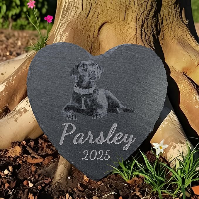 Personalized Pet Memorial Stone, Dog Memorial Gifts, Pet Loss Sympathy Gift, in Memory of Dog Cat - in Memory of Pet（Heart）