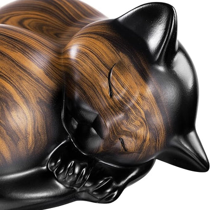 Pet Urns,Sleeping Resin Cremation Cat Urn, Cat Urns for Ashes, Small Animal Urn （Brown）…