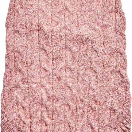 Blueberry Pet Classic Fuzzy Knit Dog Sweater, Pullover Crew-Neck in Rainbow Pink, Back Length 16”, Cozy Fall Pet Sweater for Winter