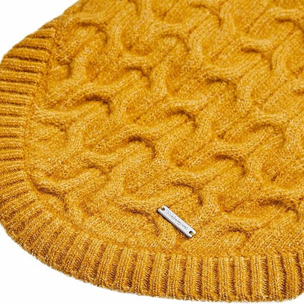 Blueberry Pet Classic Fuzzy Textured Knit Pullover Crew-Neck Dog Sweater in Mustard Yellow, Back Length 16", Pack of 1 Clothes for Dogs