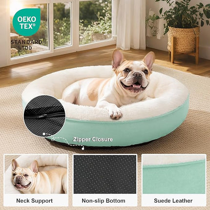 Love's cabin Round Donut Cat and Dog Cushion Bed, 30in Pet Bed for Medium or Large Dogs, Anti-Slip & Water-Resistant Bottom, Soft Durable Fabric Pet beds, Washable Calming Cat & Dog Bed Teal