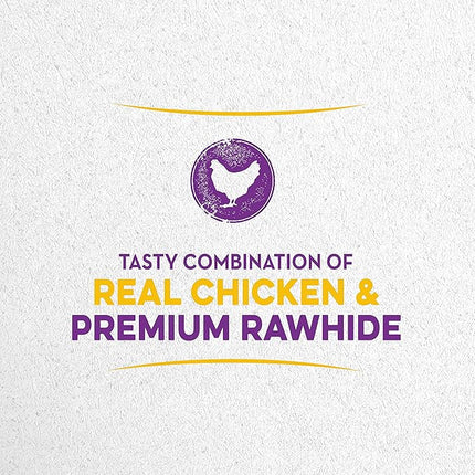 Dingo Rawhide Munchy Stix for Dogs, Rawhide Chews Made with Real Chicken, 50 Count