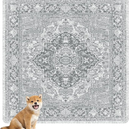 nunubaby Washable Pee Pads for Dogs, Stylish, Non-Slip and Leak-Proof Pee Pads. Reusable Potty Pads for Dogs for Crates and Floors.(Gray/Geo, 54" x54" )