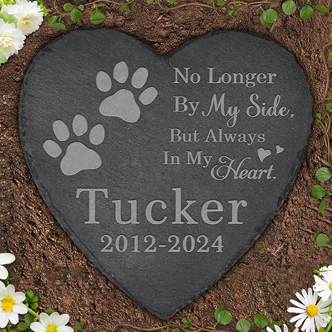 Pet Memorial Stone Pet Headstone - Pet Memorial Gifts - Loss of a Pet - Memorial Stone for Pet - Pet Loss Gifts (Heart-Shaped)