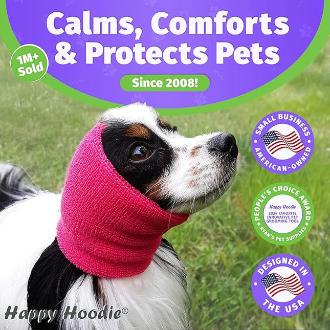 Happy Hoodie The Original Dog & Cat Calming Band - American Brand - Anxiety Relief/Noise Protection-Grooming-Thunder-Fireworks (Small, Black) - Since 2008