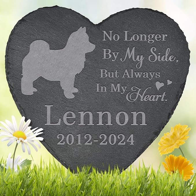 Pet Memorial Stone Dog - Dog Headstone - Dog Memorial Stone - Dog Memorial Gifts - Loss of a Dog - Dog Loss Gifts (Heart-Shaped)
