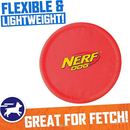 Nerf Dog Nylon Flyer Dog Toy, Flying Disc, Lightweight, Durable and Water Resistant, Great for Beach and Pool, 9 inch diameter, for Medium/Large Breeds, Single Unit, Red