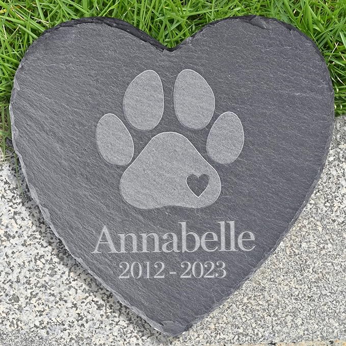 Pet Memorial Stones, Gifts Personalized, Loss of Dog Sympathy Gifts, Bereavement for Pet, Grave Headstone, Design H, 6''x6''/15x15cm