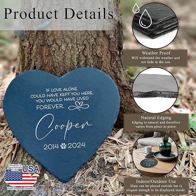 Dog Memorial Gifts for Loss of Dog, Cemetery Decorations for Grave, Pet Loss Sympathy Gift, Personalized Remembrance Garden Stone, Cat Lovers Heaven Grave Markers Bereavement Headstone (A05H)