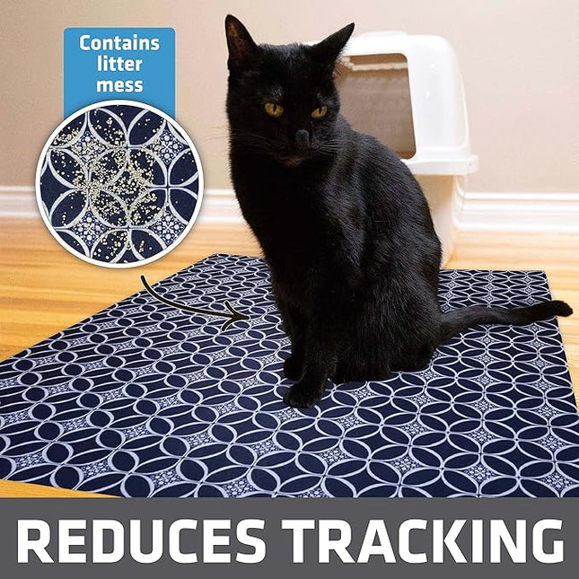 Drymate XL Original Cat Litter Mat, Contains Mess from Box, Protects Floors, Urine-Proof, Machine Washable, Soft on Kitty Paws, Absorbent, Waterproof (USA Made, Recycled Content)(29”x36”)(Indigo Blue)