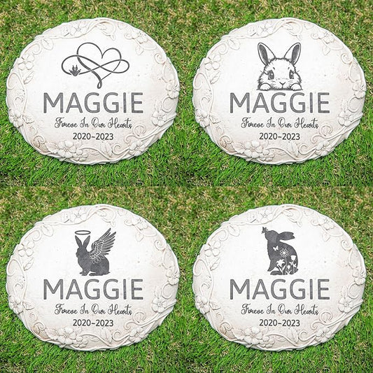 28 Personalized Rabbit Memorial Stone Designs – Outdoor Weatherproof Pet Memorial Stones for Headstones, Tombstones, Gravestones, and Grave Markers – Memorial Gifts for The Loss of a Rabbit