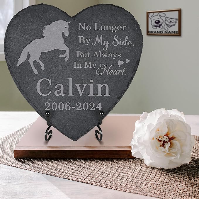Pet Memorial Stone Horse - Horse Headstone - Horse Memorial Stone - Horse Memorial Gifts - Loss of a Horse - Horse Loss Gifts (Heart-Shaped)