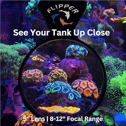 Flipper DeepSee 5" Magnetic Aquarium Viewer – Optical-Grade Magnifying Lens for Glass & Acrylic Tanks up to 5/8" Thick – Hands-Free Underwater Viewing for Fish, Corals & Aquarium Photography – Black