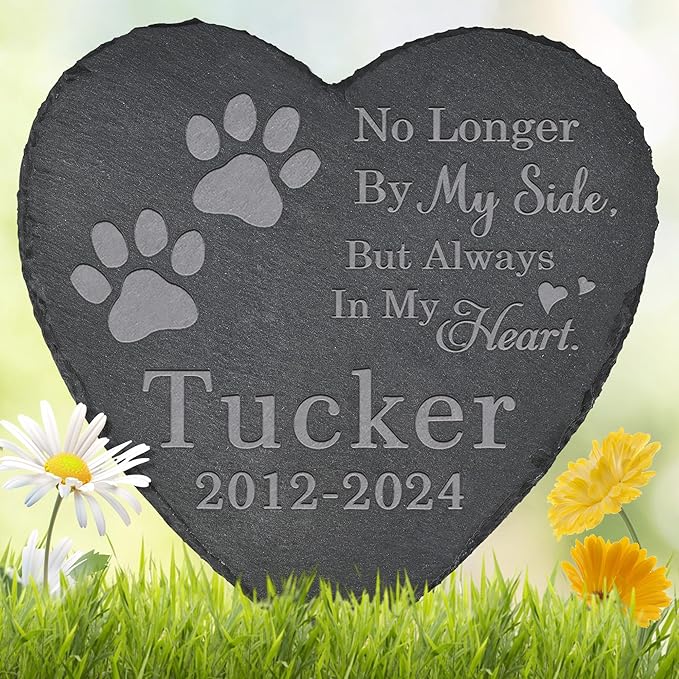 Pet Memorial Stone Pet Headstone - Pet Memorial Gifts - Loss of a Pet - Memorial Stone for Pet - Pet Loss Gifts (Heart-Shaped)