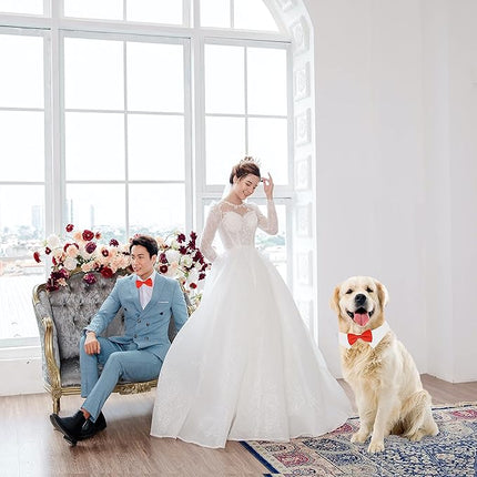 Dog Bowtie, KOOLMOX Dog Bow Tie Handcrafted Adjustable Formal Pet Red Bowtie Collar Neck Bow for Dogs Medium to Large Boy Tuxedo Collar Pet Wedding Birthday Gift