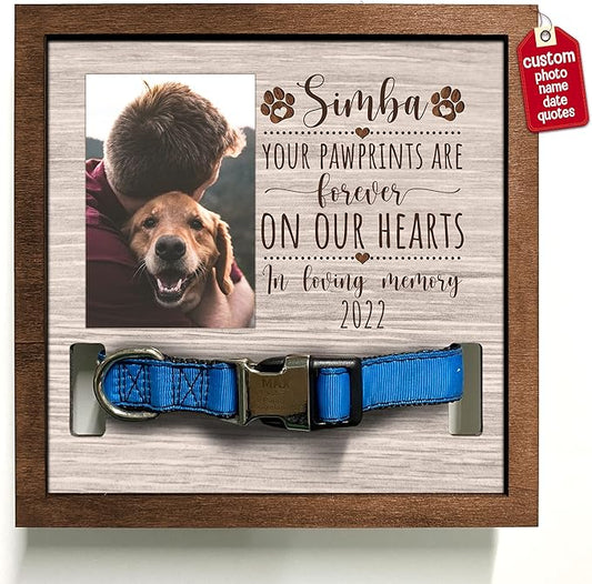 Personalized Memory Dog Picture Frame Pet Memorial Frames for Dogs Wood Pet Gifts Sentimental Quote For Someone Who Lost Cat Collar Keepsake Remembrance Gift for Dog Passing Away Pet Loss Sign
