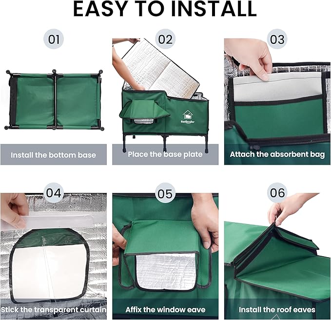 Outdoor Cat House Weatherproof, Clawsable Cat Houses with Insulation Layer, Foldable Cats Shelter, Large Cave Bed for Pets Up to 55lbs for Garden, Patio, or Backyard (Green-L)