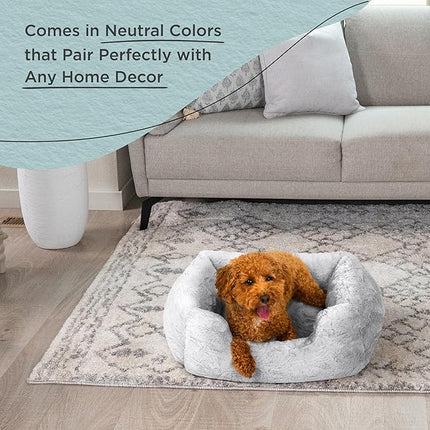 Best Friends by Sheri Lux Lounge Bed Calming Faux Fur Dog Bed, Gray, Small, 20" x 15"