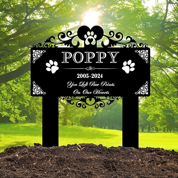 Custom Pet Grave Markers Dog | Custom Pet Headstones for Dogs | Best Memorial Gifts to Tribute Four-Legged Companions | Personalized Grave Marker for Furry Friends with Hexagonal Photo Frame