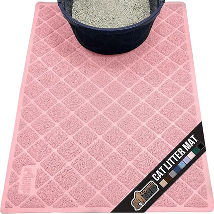 GORILLA GRIP Cat Litter Box Mat, Water Resistant, US Designed Kitty Litter Trapping Mats, Easy to Clean, Scatter Control, Less Mess and Clean Floors, Kitten Supplies for Indoor Cats, 17x11 Light Pink