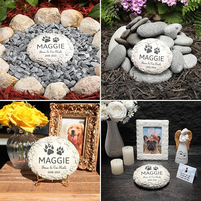 Personalized Pet Memorial Stone – Custom Dog, Cat & Animal Headstones and Burial Markers, Engraved Durable Outdoor Pet Tombstones, Memorial Stones & Sympathy Gifts for Pet Loss