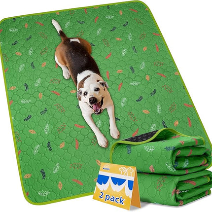 Sunheir 2-Pack Extra Large Reusable Dog Mat for Floor, Dog Playpen, Non-Slip Waterproof Super Absorbent Washable Pee Pads for Dogs, Pet Whelping Pads, Potty Training - Green, 36" x 41"