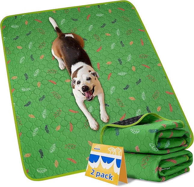 Sunheir 2-Pack Extra Large Reusable Dog Mat for Floor, Dog Playpen, Non-Slip Waterproof Super Absorbent Washable Pee Pads for Dogs, Pet Whelping Pads, Potty Training - Green, 36" x 41"