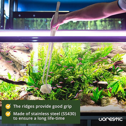 VORESTIC 2 Pcs Heavy Duty Reptile Feeding Tongs, Aquarium Tweezers 18 Inch, Straight and Curved Extra Long Tweezers, Reptile Tongs, Aquarium Tongs, Aquarium Tweezers Extra Long