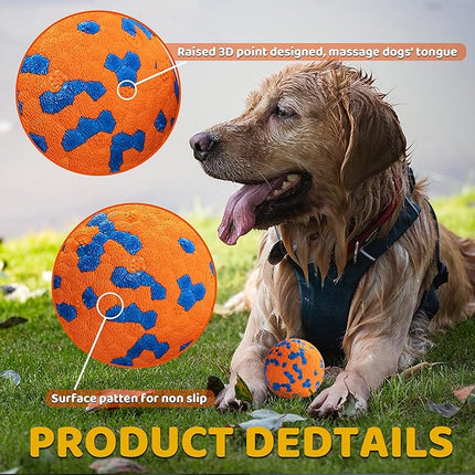 Dog Balls, Indestructible Dog Toy Ball for Aggressive Chewers, Durable High Elasticity Interactive Ball for Training Dog Catch and Fetch, Large Medium Small Dog and Puppies(Orange, 3in, 2pcs)