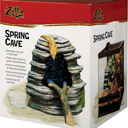 Zilla Spring Cave Décor with Blue LED, Rain Chamber, One Size, ECOM