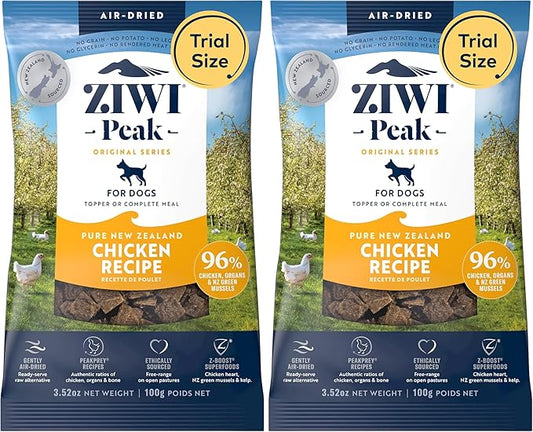 ZIWI Peak Air-Dried Dog Food – Chicken - All Natural, High Protein, Grain Free, Limited Ingredient w/Superfoods (3.5oz) (Pack of 2)