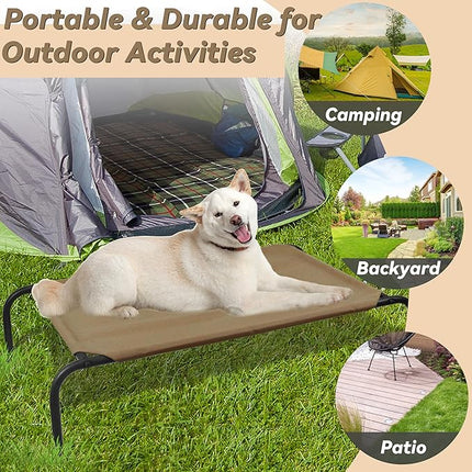 PHYEX Elevated Dog Bed for Large Dogs, Raised Dog Bed with Breathable Mesh, Non Slip, Easy to Clean, 50.5 Inches, Brown