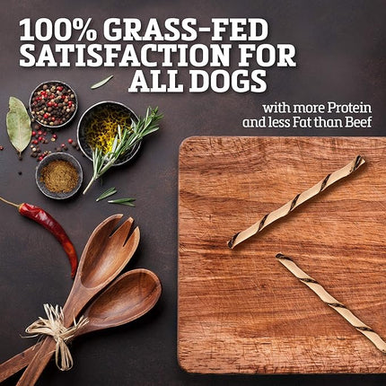 Buffalo Range Rawhide-Free Dog Treats – Natural Jerky Twists Made with Grass-Fed Buffalo – Hickory Smoked Flavor High Protein Chews for Dogs – Healthy Rawhide Alternative – 40 Count