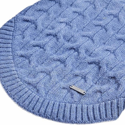 Blueberry Pet Classic Fuzzy Textured Knit Pullover Crew-Neck Dog Sweater in Heather Blue, Back Length 16", Pack of 1 Clothes for Dogs