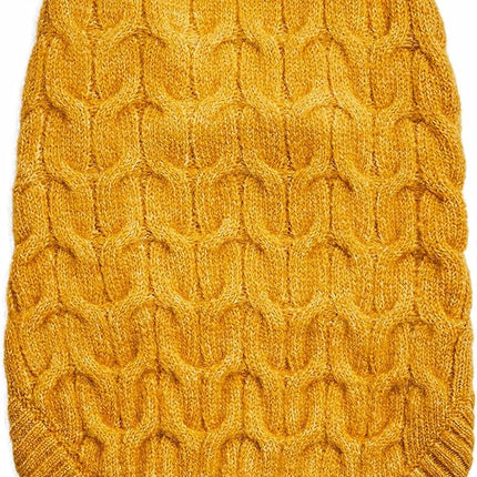 Blueberry Pet Classic Knit Dog Sweater, 10" Crew-Neck Mustard Yellow, Back Length [尺寸], Boy Dog Outfit, Cozy Fall & Winter Style