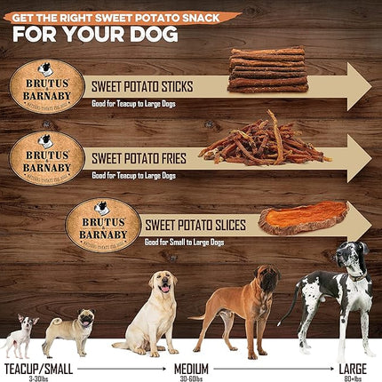 BRUTUS & BARNABY USA Sweet Potato Dog Treats - Crunchy Grain Free Cinnamon Apple Sticks, Promotes Positive Gut Health with Natural Anti-Diarrhea Properties (Cinnamon & Apple, 8 oz)
