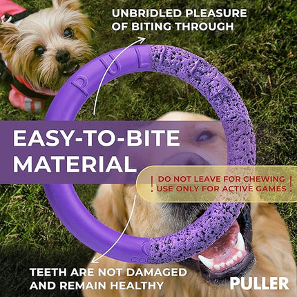 Dog Toy - Interactive Small Midi Dog Puppies Training - Fetch Toy - Dental Healthy - Dog Toys Set 2 Rings by Puller Mini Plus - Size 7 inches
