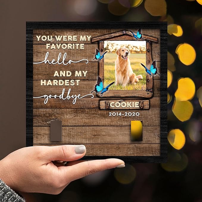 Nazenti Personalized Dog Memorial Picture Frame, Pet Loss Gift, Custom Sympathy Gifts for Loss of Dog, Pet Memorial Frame with Collar Holder, Dogs Sign Bereavement Gifts, Cat Condolences Gift